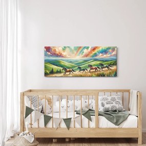 Kép – Vágtázó lovak a tájban (120x50 cm)