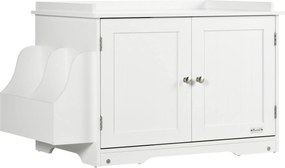 PawHut Macska Alomládás Szekrény Macska Ház Mágneses Ajtókkal, Elválasztó Macska WC Tárolóhellyel Közepes Méretű Macskáknak, Asztalka Macska Barlang 8