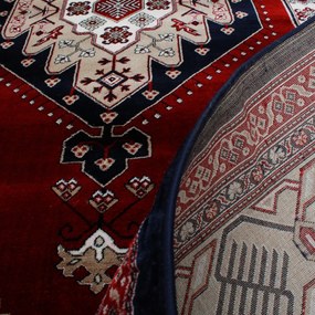 Gépi perzsa szőnyeg bordó Turkmen 140x200 klasszikus nappali szőnyeg