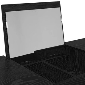 Öltöztető Asztal Tükörrel Fekete Tölgy 100x45x76 cm