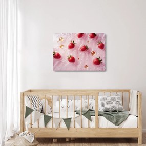 Üveg kép - Eprek buborékokban (70x50 cm)