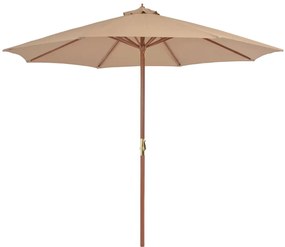 Tópszínű kültéri napernyő farúddal 300 cm