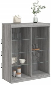 szürke sonoma színű tálalószekrény LED-ekkel 81 x 37 x 100 cm