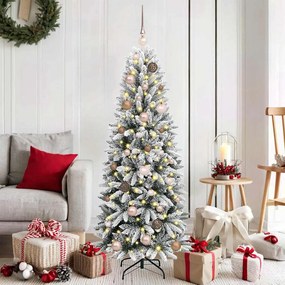 Műkarácsonyfa LED -es lámpákkal Fehér 150cm PVC