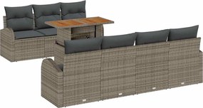 vidaXL Kerti Kanapé Szett tárolóval 8 pcs Szürke Poli rattan