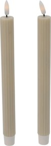 Asztali Gyertya Viaszolt Bézs Led 25CM 2DB-OS Szett Elemes