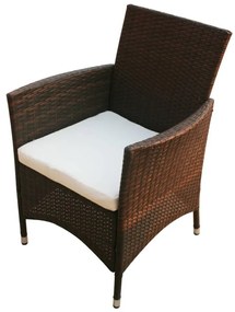 7-részes barna kültéri polyrattan étkezőszett párnákkal