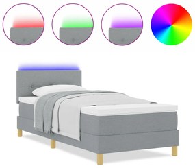 Boxspring Ágy Matraccal és LED Fény Világosszürke 100x200 cm Szövet