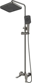Caldo Freddo Zuhanyrendszer - CSAPTELEPPEL - szögletes - fejzuhany, zuhanyfej, gégecső - GUNMETAL