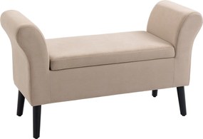 HOMCOM Kárpitozott Pad Tárolóval, Karfás a Folyosóra, Hálószobába, Velvet Poliészter 111,5 x 41 x 65 cm Bézs | Aosom
