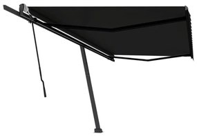 antracitszürke kézzel kihúzható póznás napellenző 500 x 300 cm