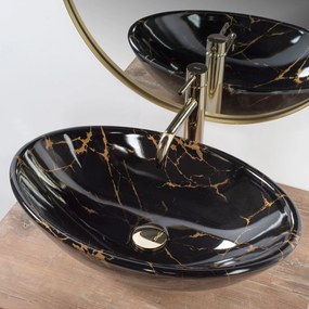 Pultos Mosdó Rea Pamela Black Marble Shiny