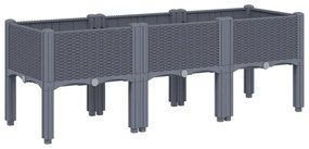 szürke PP rácsos kerti ültetőláda 120 x 40 x 42 cm