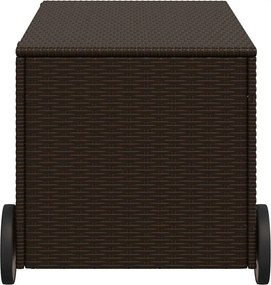 vidaXL barna polyrattan kerti tárolóláda kerekekkel 190 L