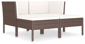 4 részes barna polyrattan kerti bútorszett párnákkal