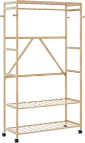 vidaXL bambusz ruhaállvány polcokkal és kerekekkel 110x40x180 cm