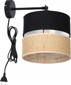 Fali Lámpa Juta Kender Kétszínű Csíkos Dugós