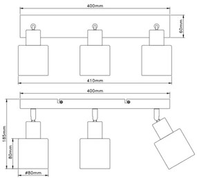 Globo 54114-3 - TRENT irányítható spotlámpa 3xE14/25W/230V