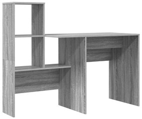 Asztal polcokkal Szürke sonoma 131.5 x 50 x 106.5 cm Faanyag