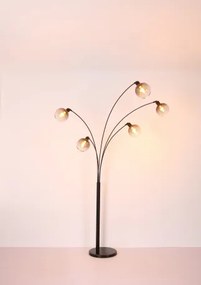 Globo 58228NBS Állólámpa fém matt fekete, fekete márvány, füstszínű üveg, fekete PVC kábel, forgókapcsoló, HxSzxM: 980x1100x2080mm, kábelhossz 1800mm, nem tartozék: 5x E27 40W 230V