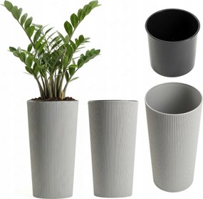 Magas Virágtartó Szürke teraszra fedő kerti műanyag