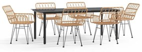 vidaXL 7 részes polirattan kerti étkezőgarnitúra