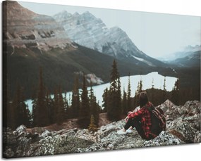 Vászonkép Emberek Hegyek Nő az ösvényen 120x80