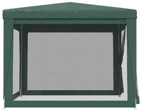 zöld HDPE rendezvénysátor 4 hálós oldalfallal 3x3 m