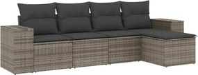 vidaXL 5 részes szürke polyrattan kerti ülőgarnitúra párnákkal