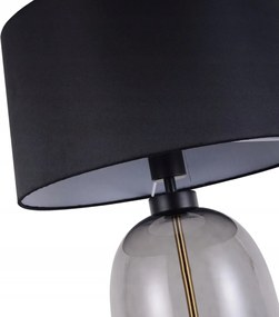 Elegáns asztali lámpa Amur füstölt üvegbura textil lámpaernyővel