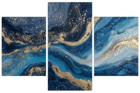 Kép - Kék-arany absztrakt márvány (90x60 cm)