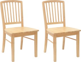 vidaXL Étkező Székek 2 pcs Természetes 50 x 52,5 x 91 cm Tömör Gumi Fa