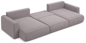 Levendula színű bársony kinyitható-tárolóhelyes (U alakú) sarokkanapé Kapua – Makamii