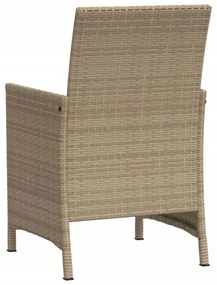 3 részes vegyes bézs polyrattan bisztrógarnitúra párnákkal