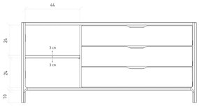 Natúr színű tölgyfa alacsony komód 140x64 cm Twig – The Beds