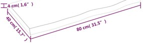 sötétbarna kezelt tömör asztallap 80x40x(2-4) cm