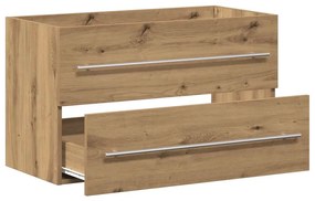 kézműves tölgy színű szerelt fa mosdószekrény 80x38,5x48 cm