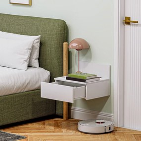 HOMCOM 2 db F Floating Éjjeliszekrény Hálószobához Fiókkal, 43x36.5x30.5 cm, Fehér | Aosom