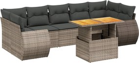 vidaXL 8 részes szürke polyrattan kerti ülőgarnitúra párnákkal