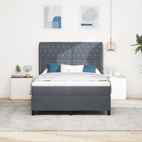 Boxspring Ágy Matrac Káprázatos Szürke 140x190 cm Velúr