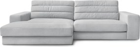 Világosszürke bársony sarokkanapé (bal oldali-heverő résszel) Sierra – Bobochic Paris