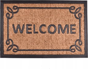 Lábtörlő ajtóhoz 60x40 cm gumi, kókusz Panama Welcome barna