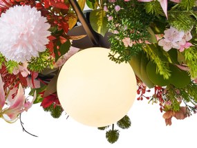 Bohemian függőlámpa fekete, színes, piros és rózsaszín virágokkal - Flower Power