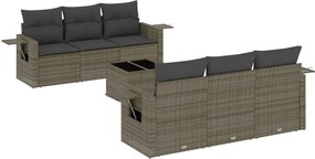 vidaXL 7 részes szürke polyrattan kerti ülőgarnitúra párnákkal
