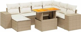 vidaXL 8 részes bézs polyrattan kerti ülőgarnitúra párnával