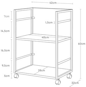 Fehér fém gurulós polcos állvány 42x60 cm Tower – YAMAZAKI