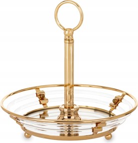 Patera tálca arany fém üveg glamour állvány dekoráció fogantyúval