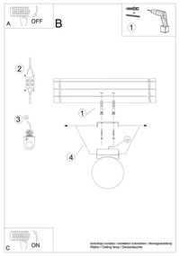 Fekete mennyezeti lámpa üveg búrával ø 12 cm Umerta – Nice Lamps