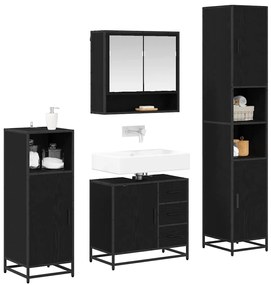 Fürdőszoba bútor szett 4 pcs Musta tammi 35 x 37.5 x 188.5 cm