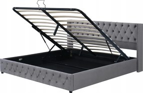 Franciaágy, kárpitozott, hidraulikus, 140x1900cm szürke